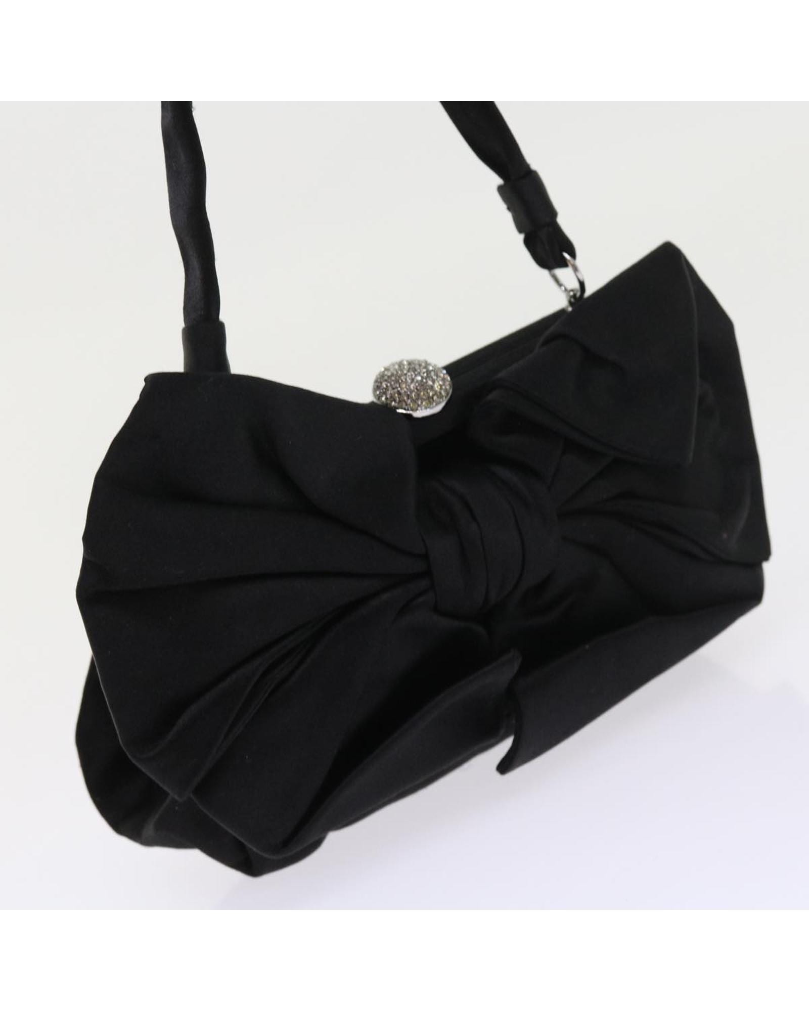 Valentino Preloved Bow Detail Handbag Black Satin Wo image 7