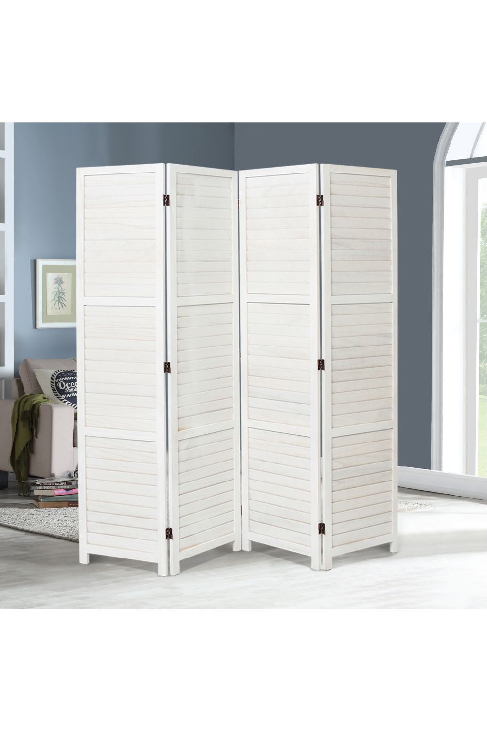 Living and Home Folding Solid Wood Room Divider Privacy Screen image 3