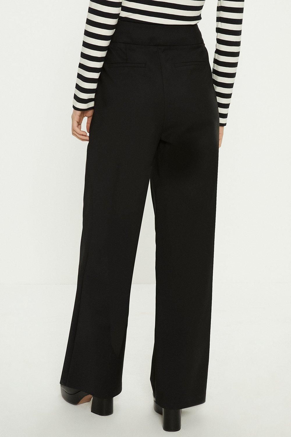 Oasis Cotton Sateen High Waist Wide Leg Trouser Black image 3