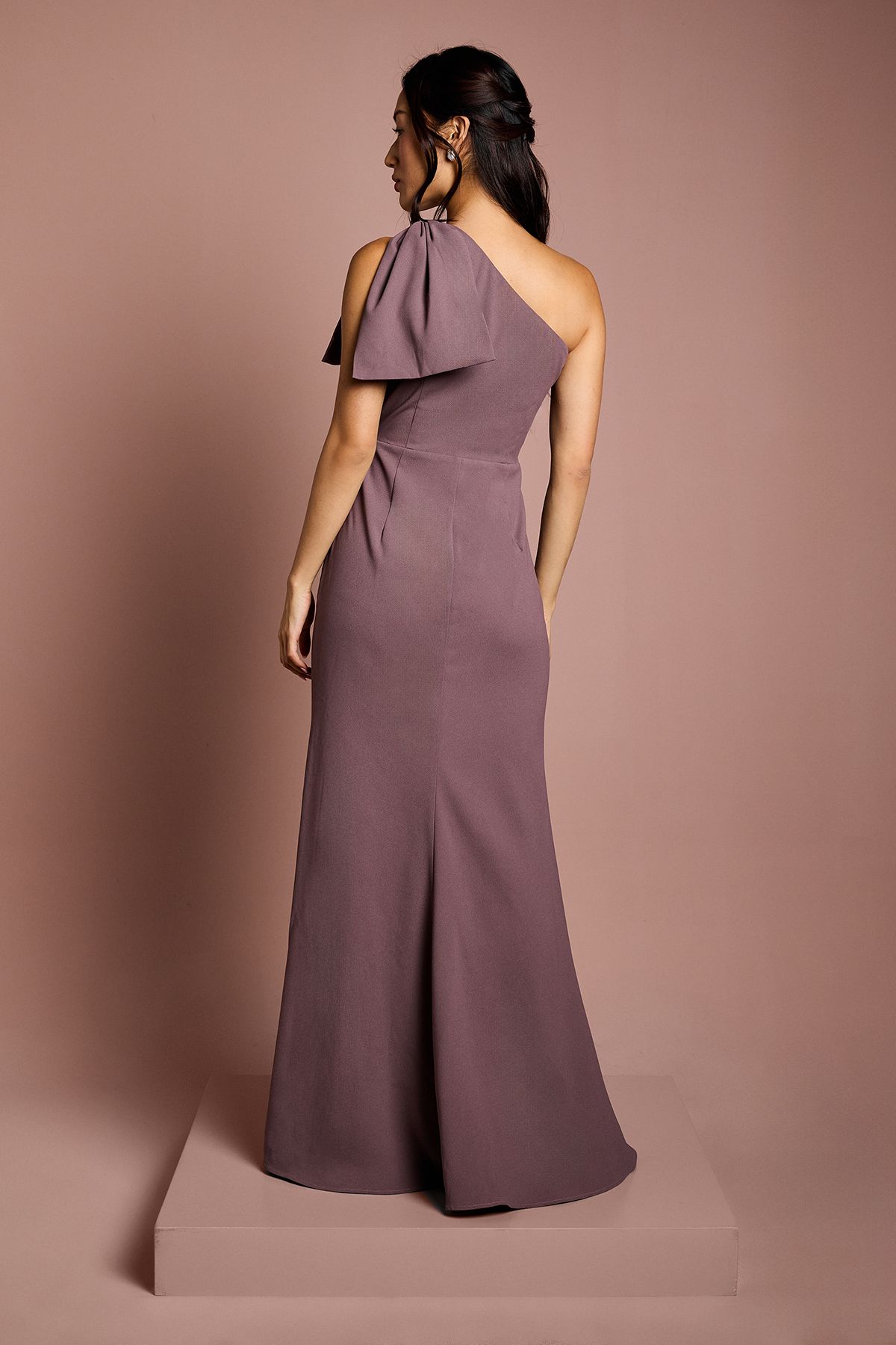 Coast Coast Honoured Bow One Shoulder Maxi Bridesmaid Dress Dusty Mauve image 3