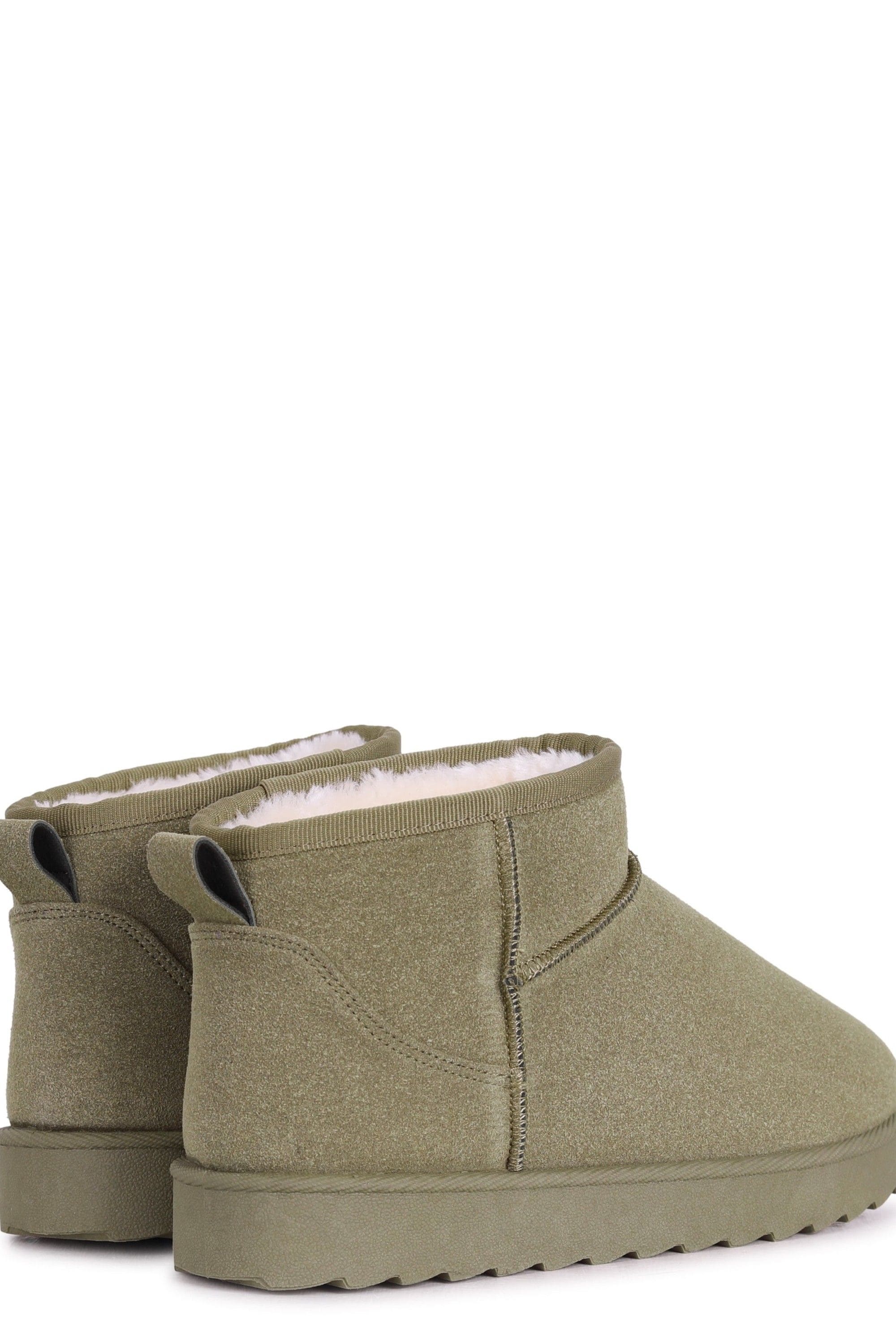 Linzi Ultra Mini Addy Khaki Faux Suede Faux Fur Lined Ultra Mini Ankle Boot image 4
