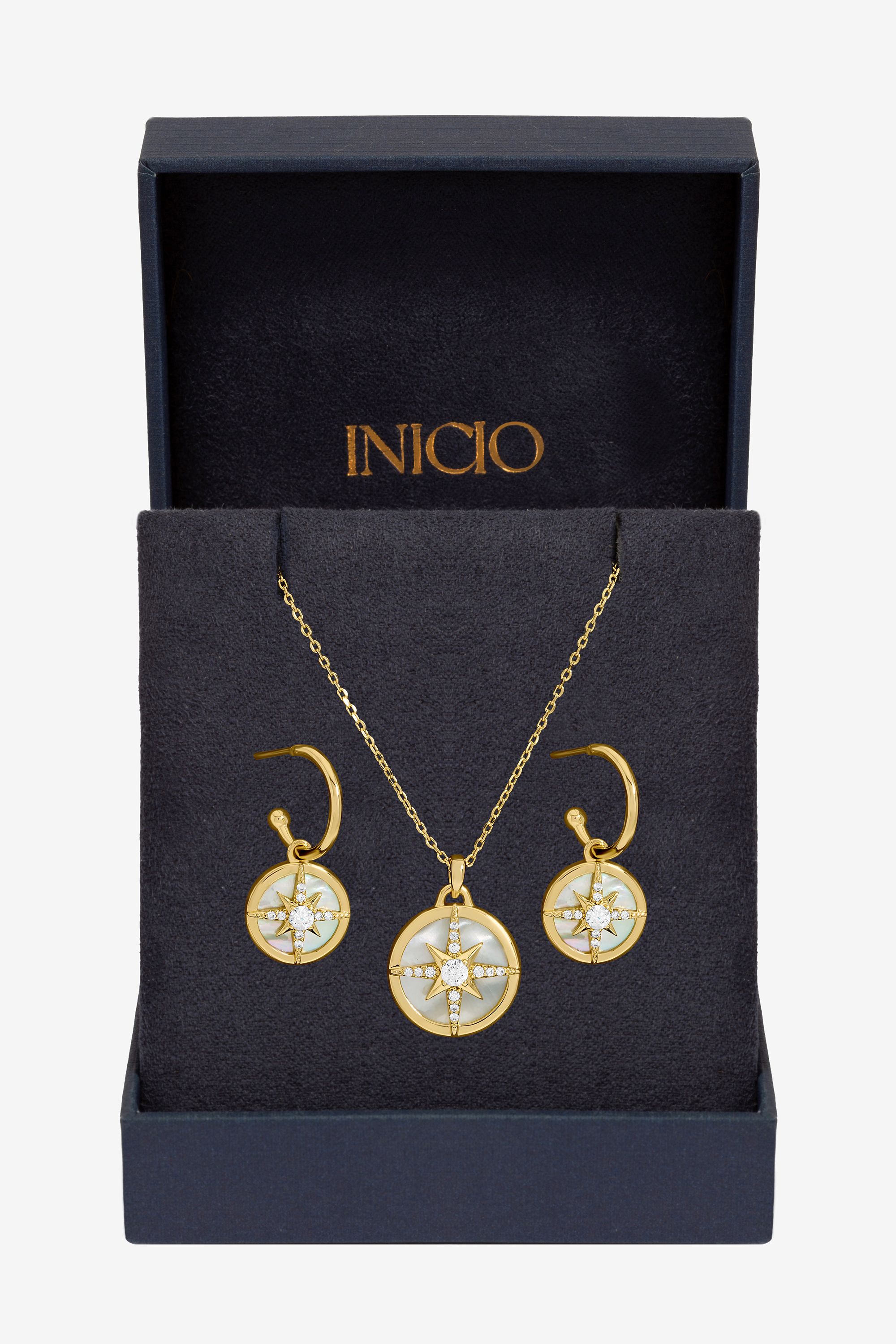 Inicio Gold Plated and Mother of Pearl Celestial Starburst Set - Gift Box
