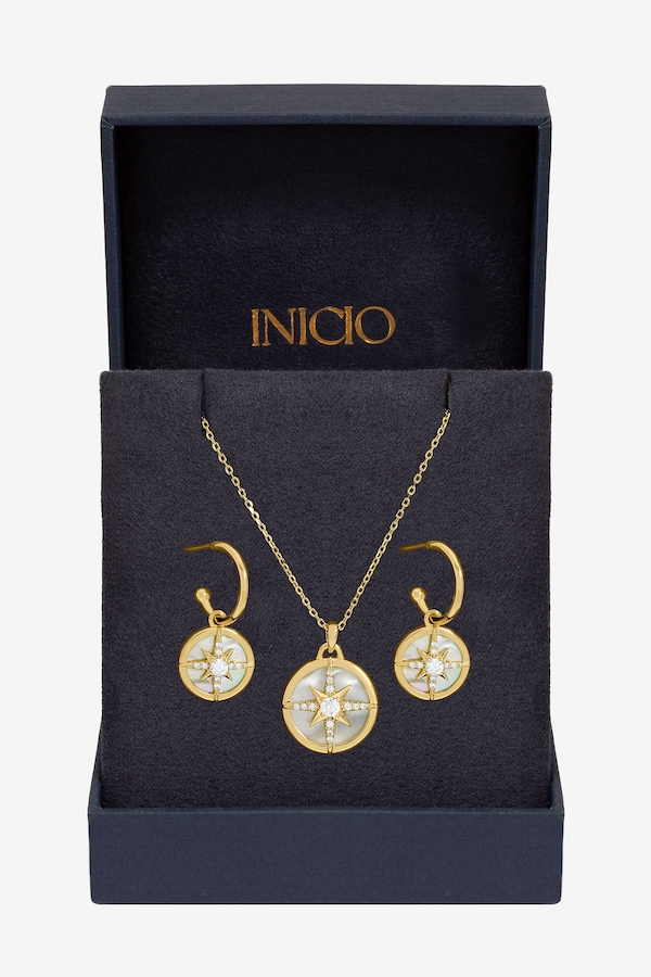 Inicio Gold Plated and Mother of Pearl Celestial Starburst Set - Gift Box