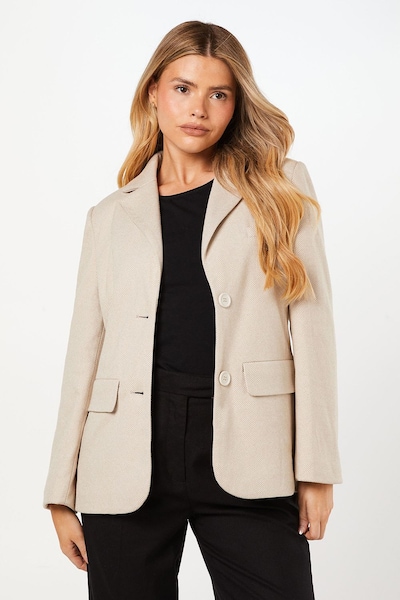 Dorothy Perkins Herringbone Oversized Blazer Neutral