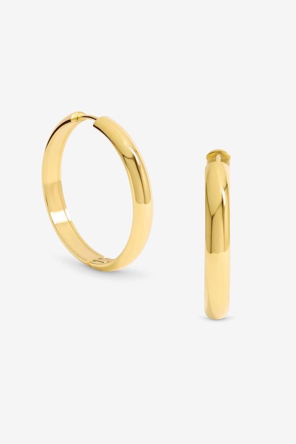 Jon Richard Waterproof Gold Plated Large Flat Surface Hoop Earrings