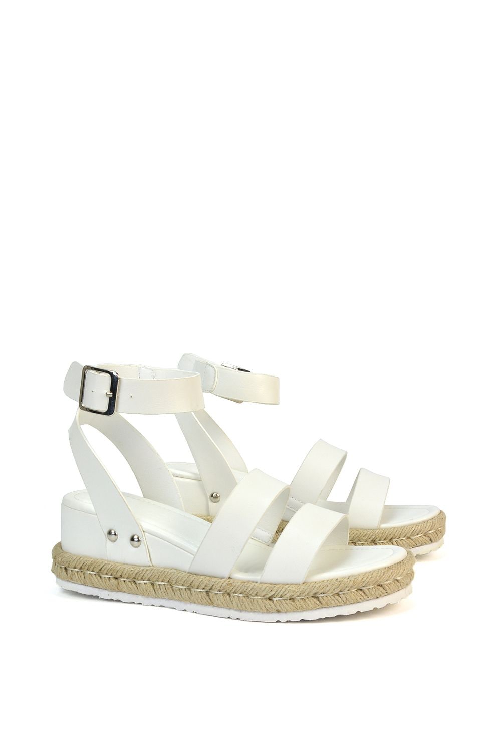 XY London 'Brook' Espadrille Platform Wedge Low Heel Sandal Shoes With Ankle Strap image 5