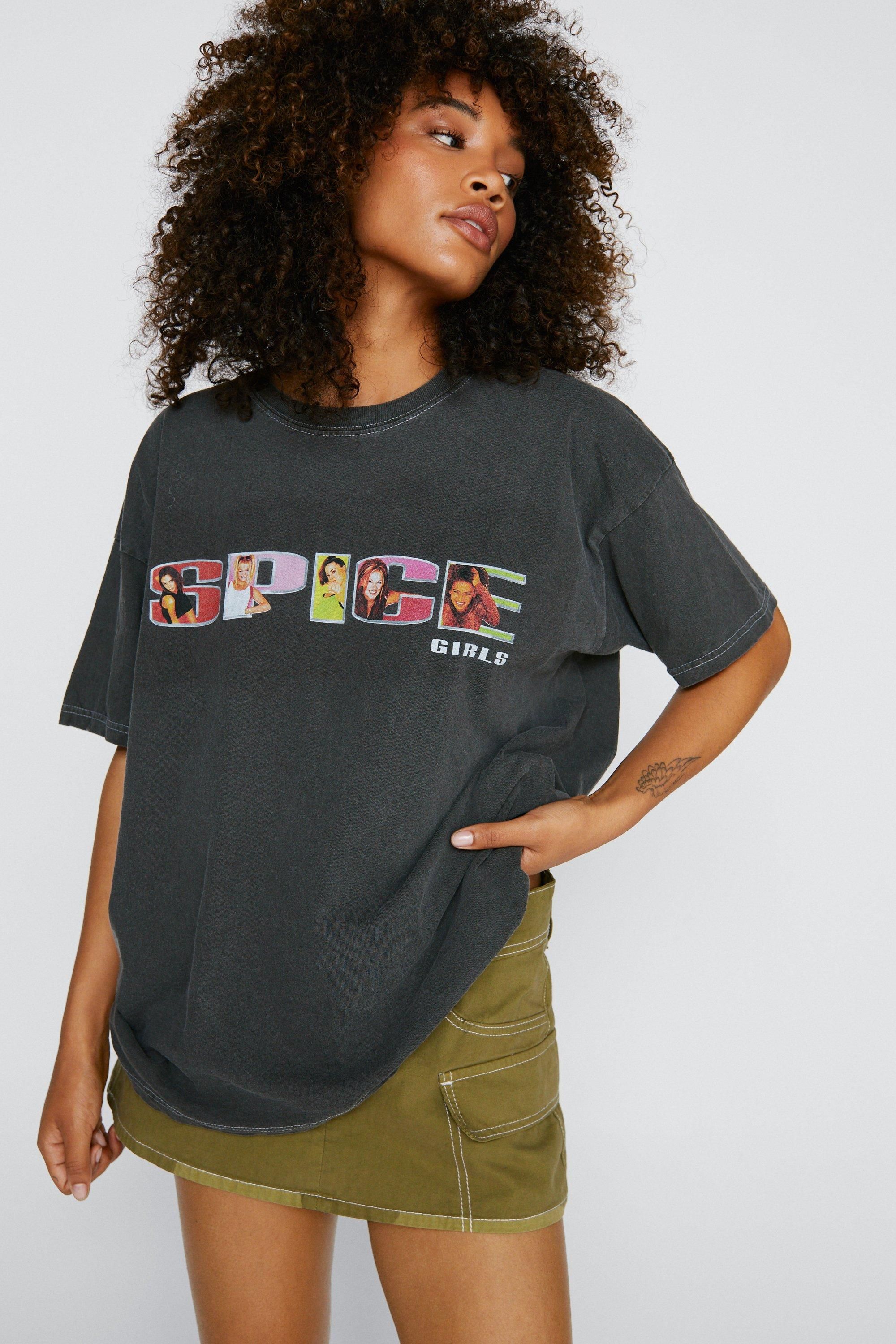 NastyGal Spice Girls Oversized Graphic T-shirt Charcoal image 1