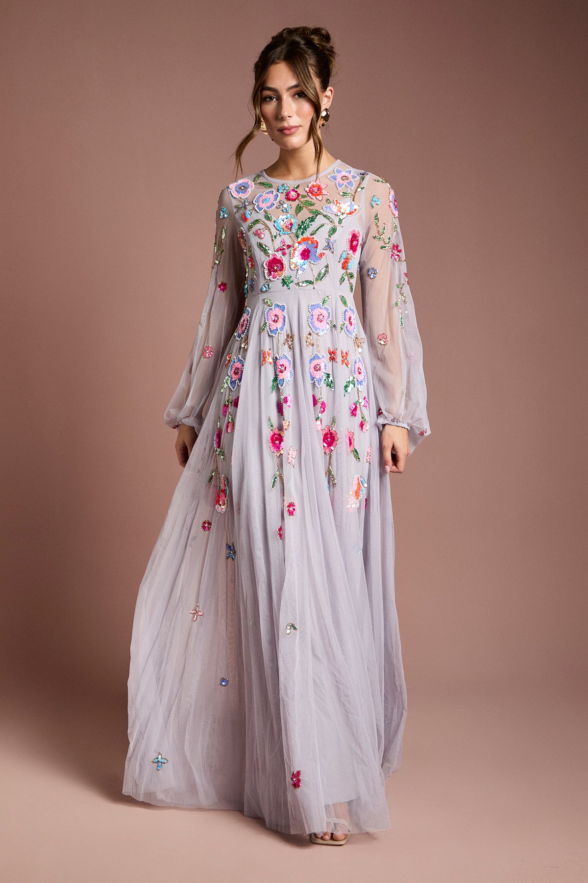 Coast Embellished Chiffon Maxi Dress Lilac