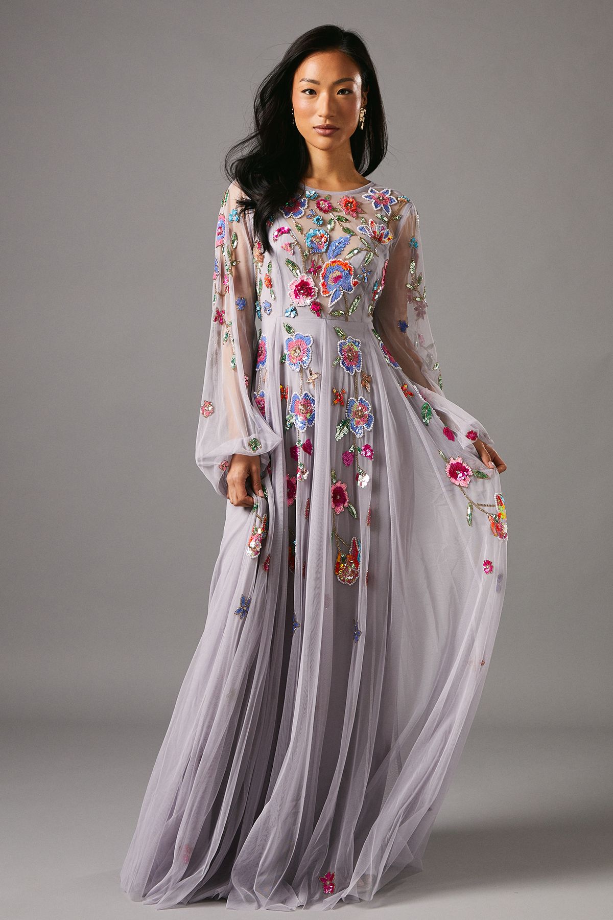 Coast Embellished Chiffon Maxi Dress Lilac image 1