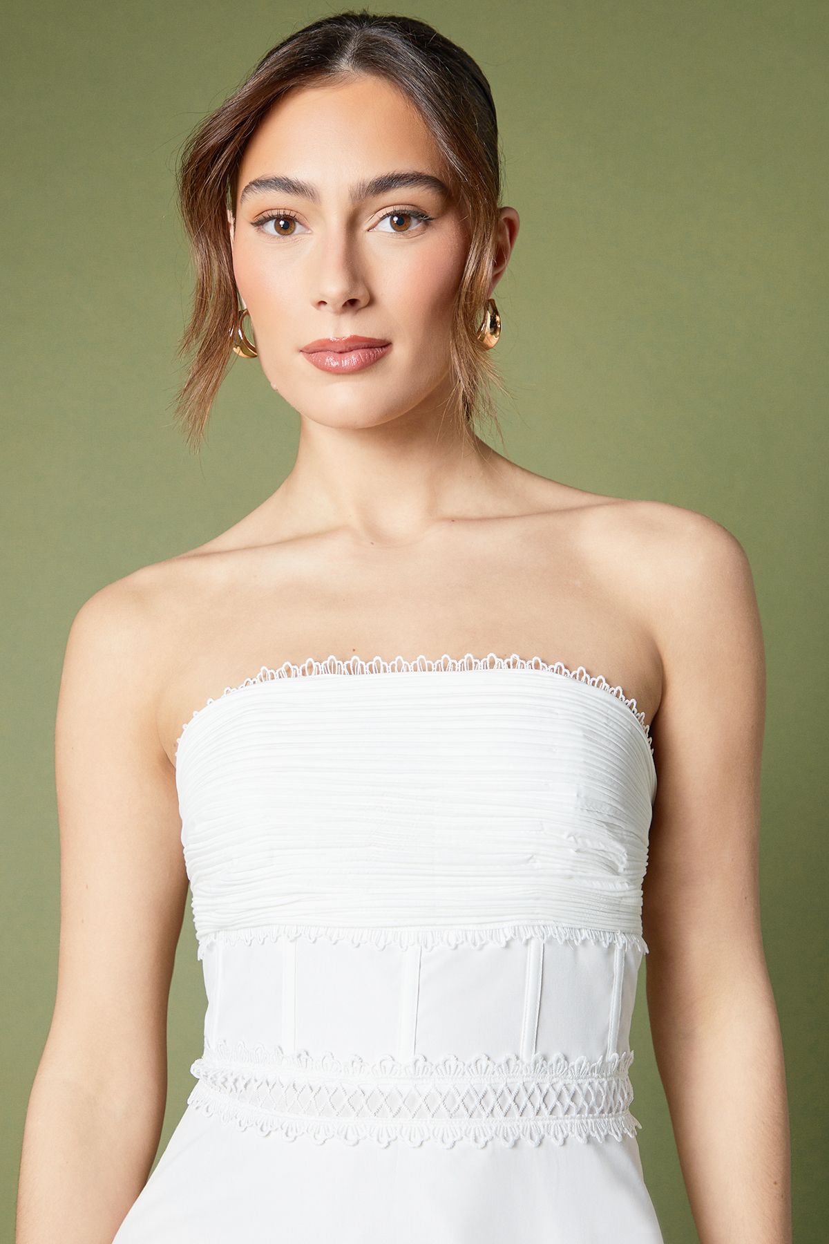 Coast Pleated Hem Bandeau Midi Dress White image 3