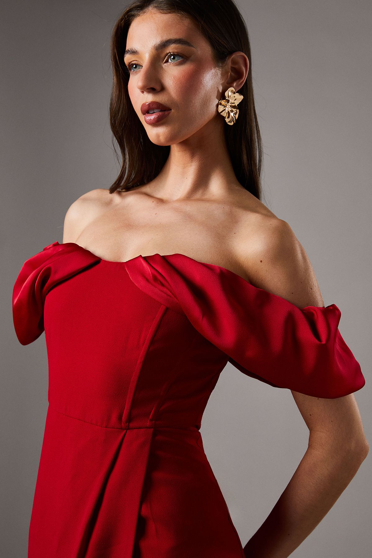 Coast Volume Sleeve Corset Column Maxi Dress Red image 4