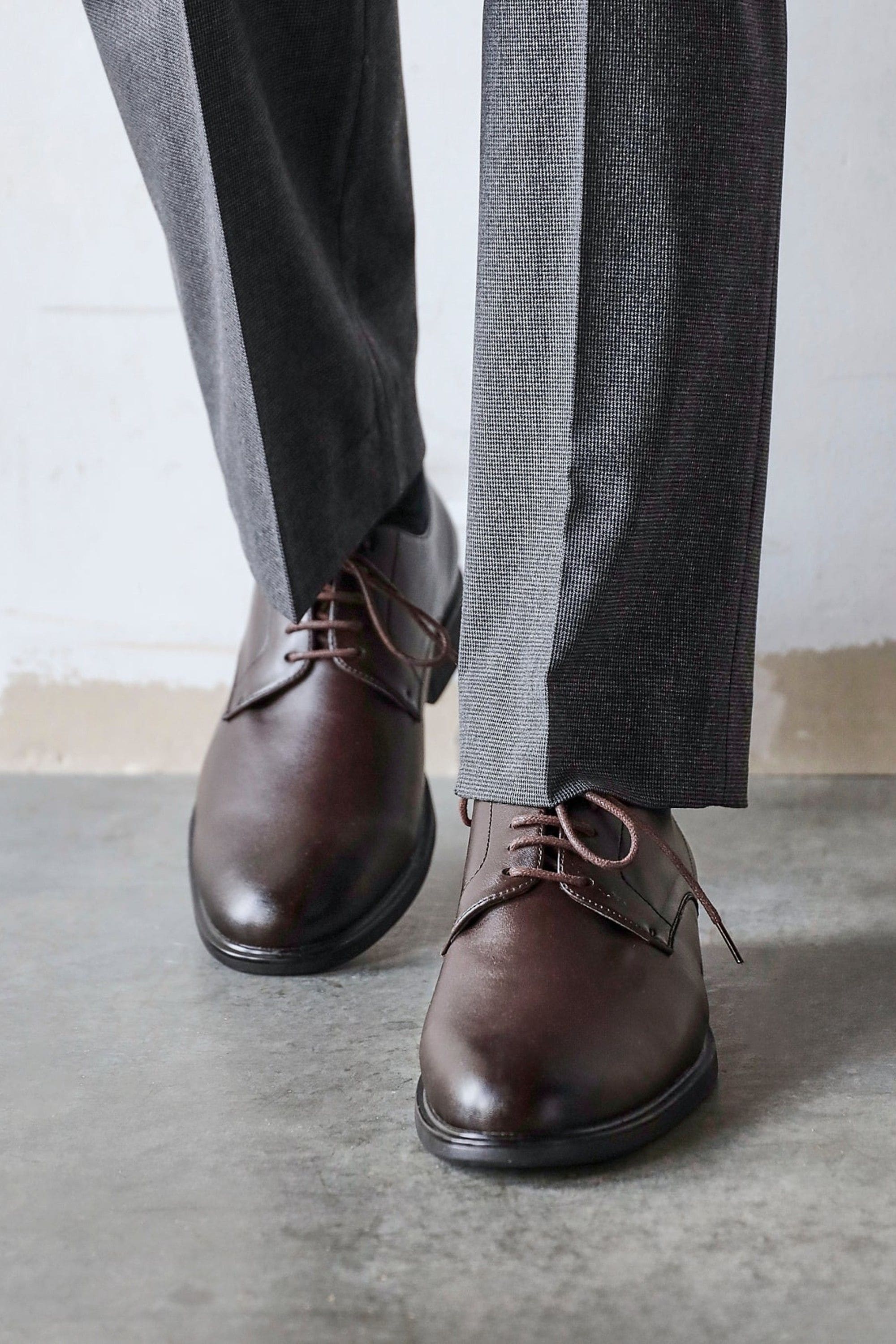 Linzi Angelo Mens Dark Brown Faux Leather Lace-Up Shoes image 2