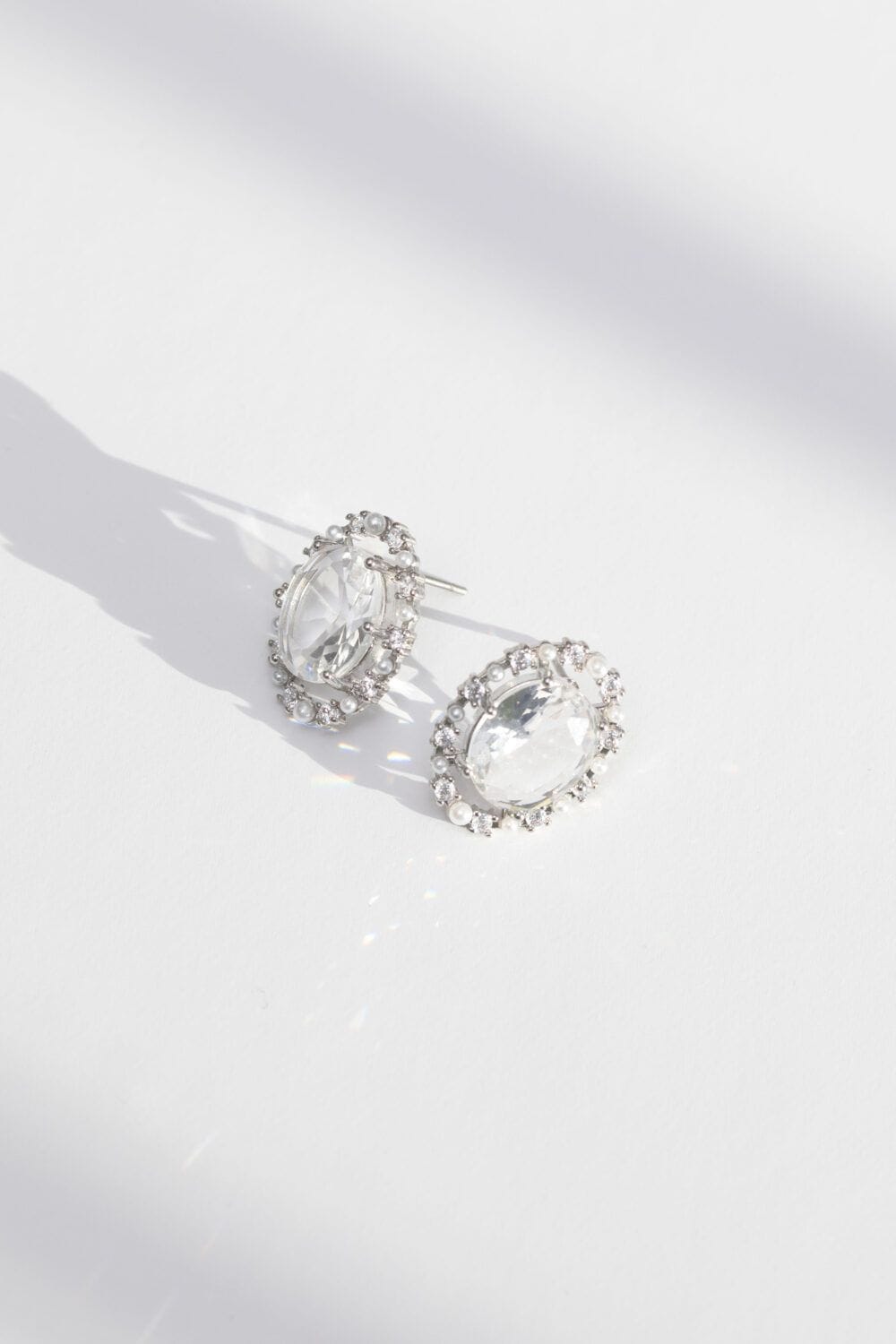 Jon Richard Rhodium Plated Cubic Zirconia Large Stud Earrings image 2