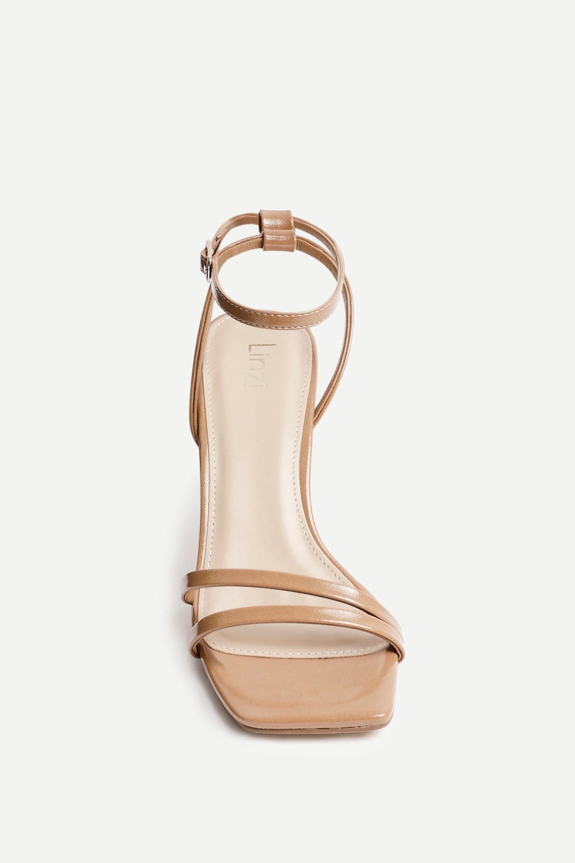 Linzi Gesture Deep Nude Faux Leather Strappy High Heel image 4