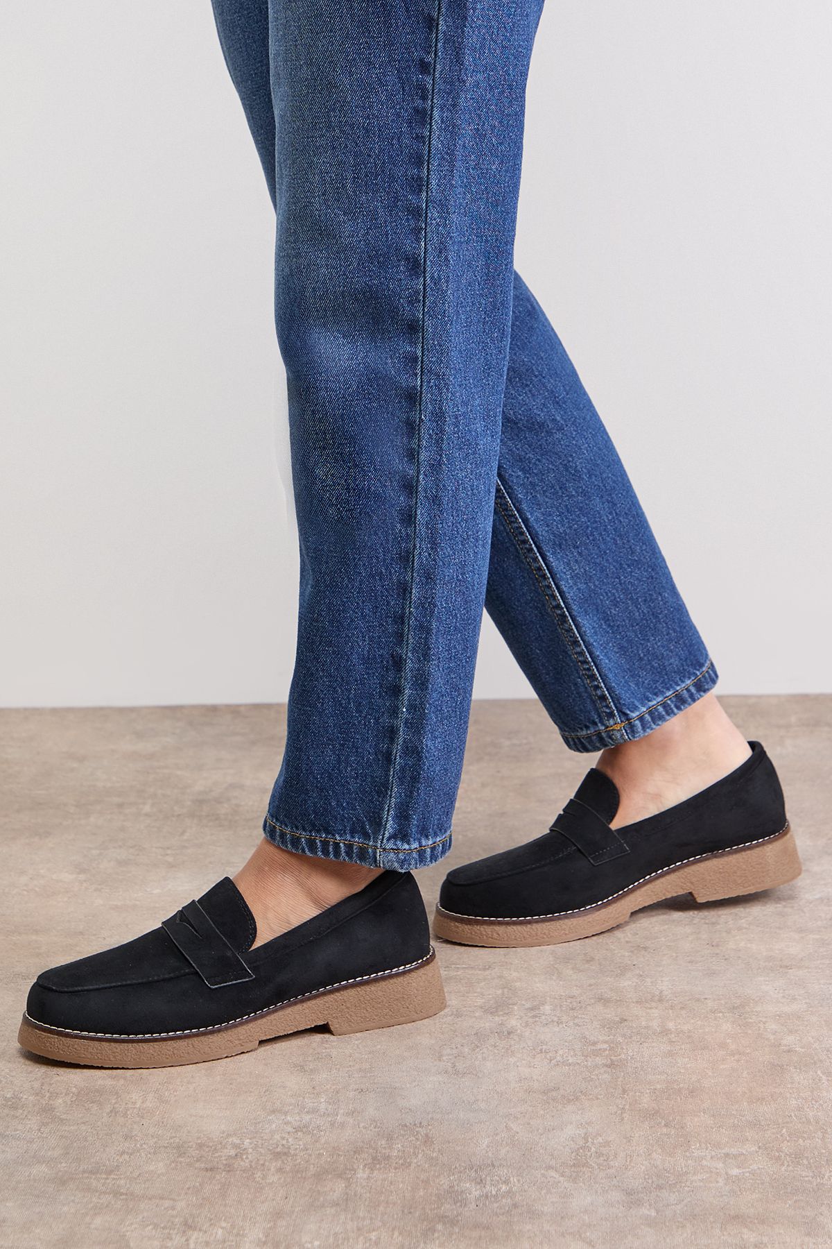 Oasis Isabel Faux Suede Casual Loafers Natural Black
