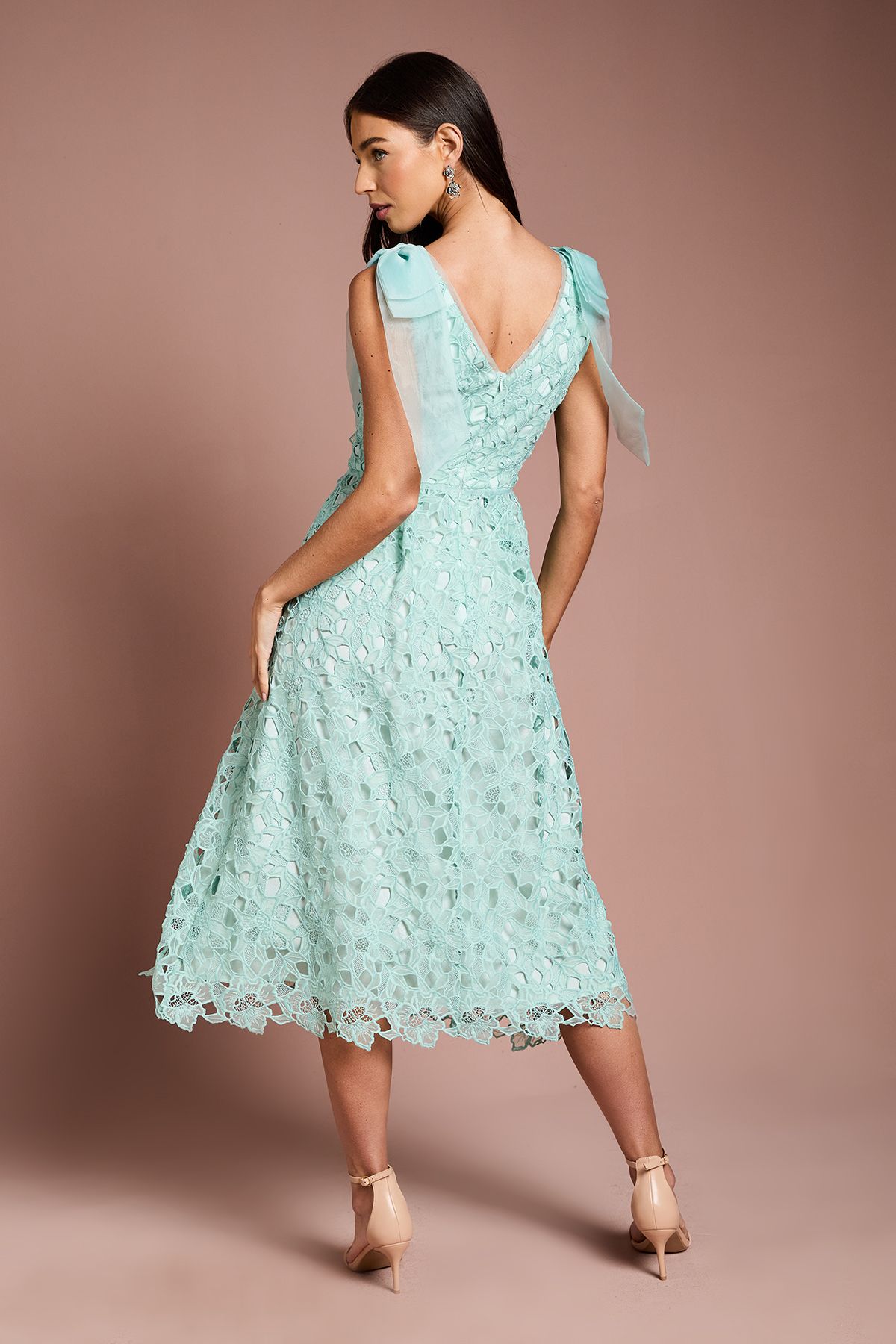 Coast Shoulder Organza Lace Midi Dress Mint image 3