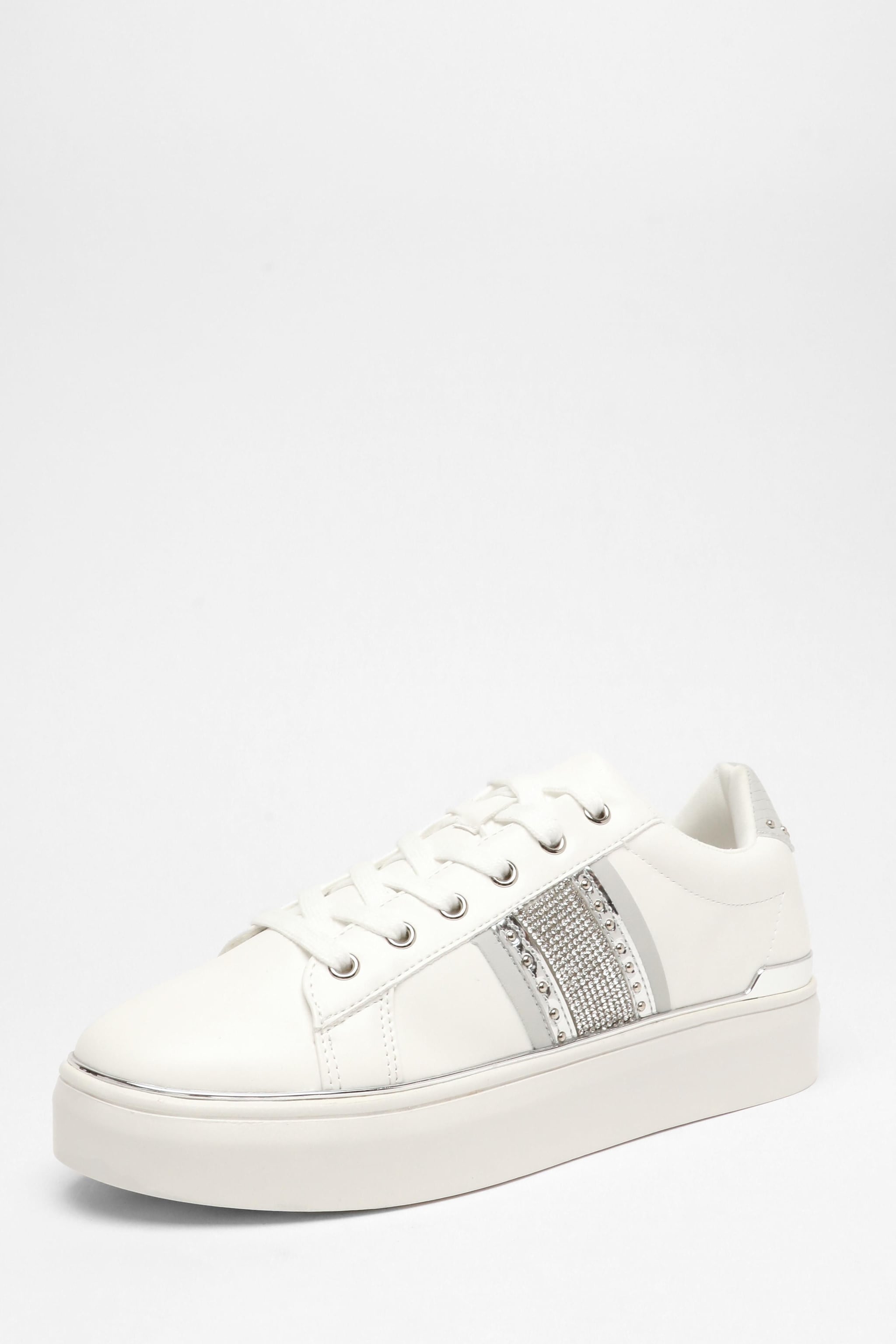 Quiz Faux Leather Trim Trainers image 2