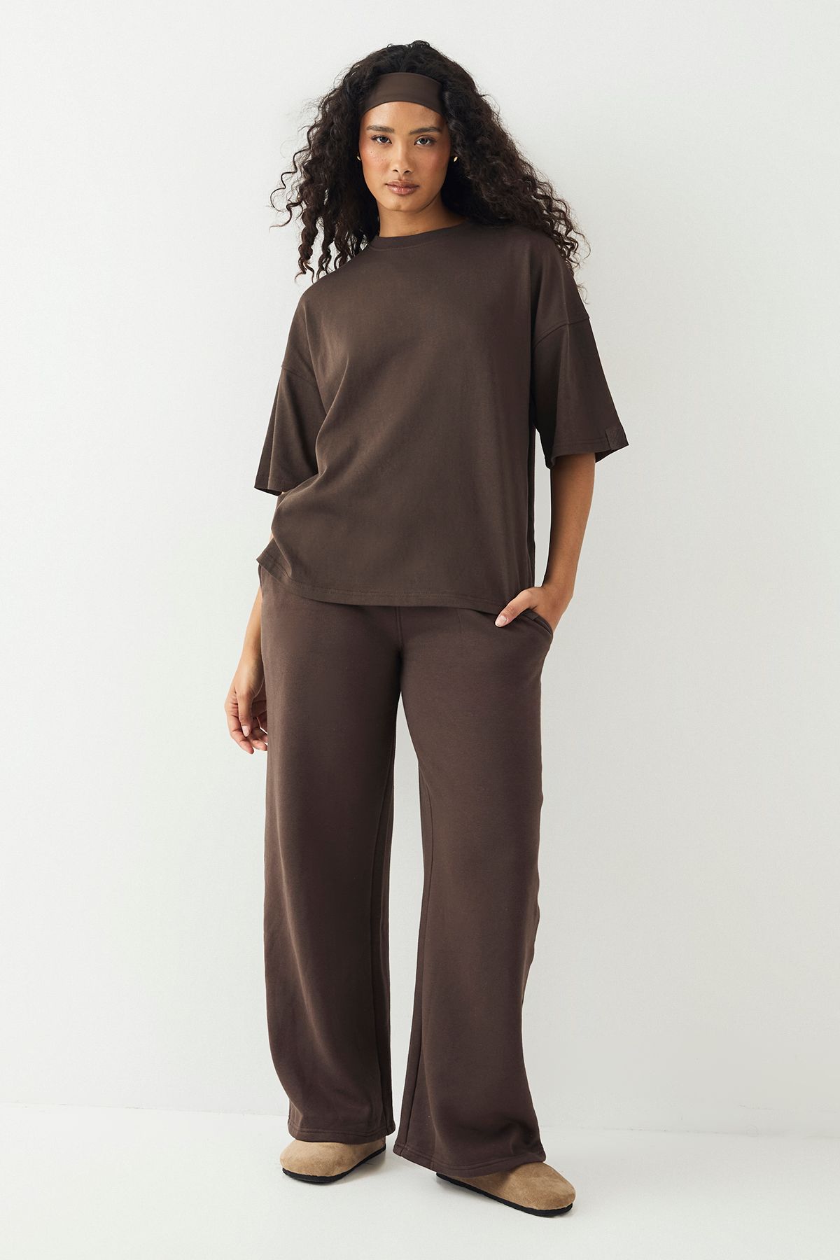DSGN Studio DSGN Studio Deep Waistband Wide Leg Jogger Espresso image 3
