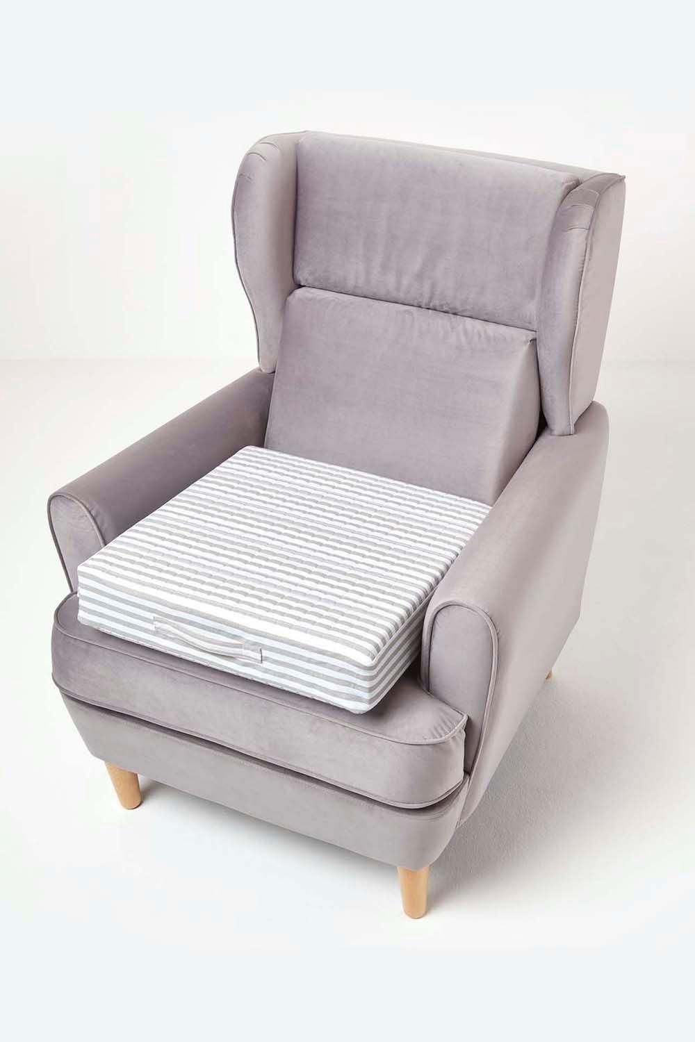 Homescapes Quilted Cotton Armchair Booster Cushion Cover image 6