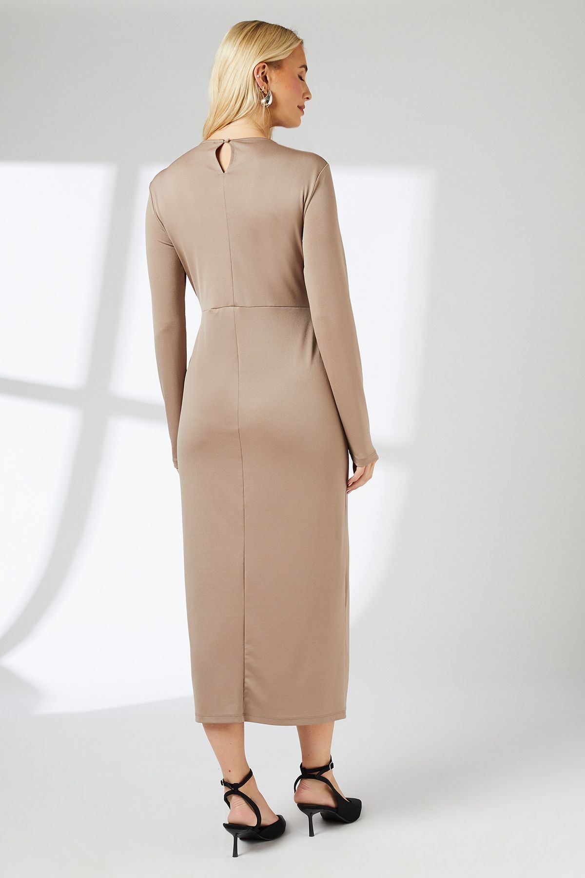 Principles Mink Drape Neck Jersey Midi Dress Mink image 3
