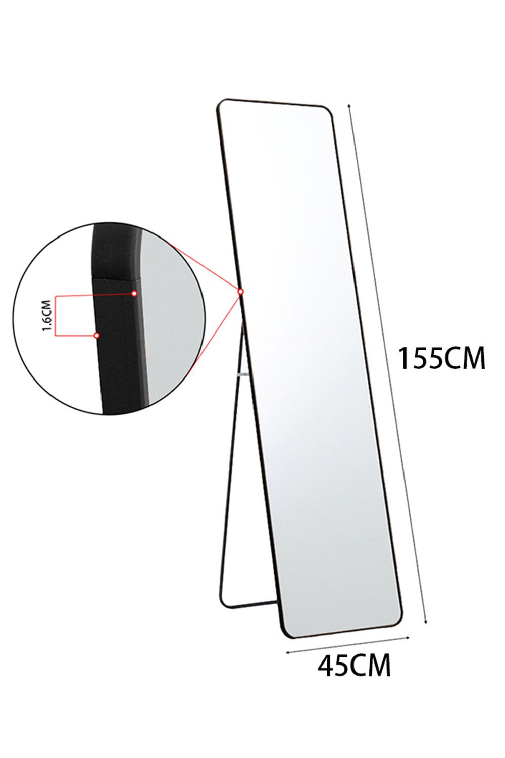 Living and Home Rectangular Metal Frame Full Length Mirror image 6