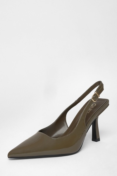 Quiz Green Faux Leather Court Heels