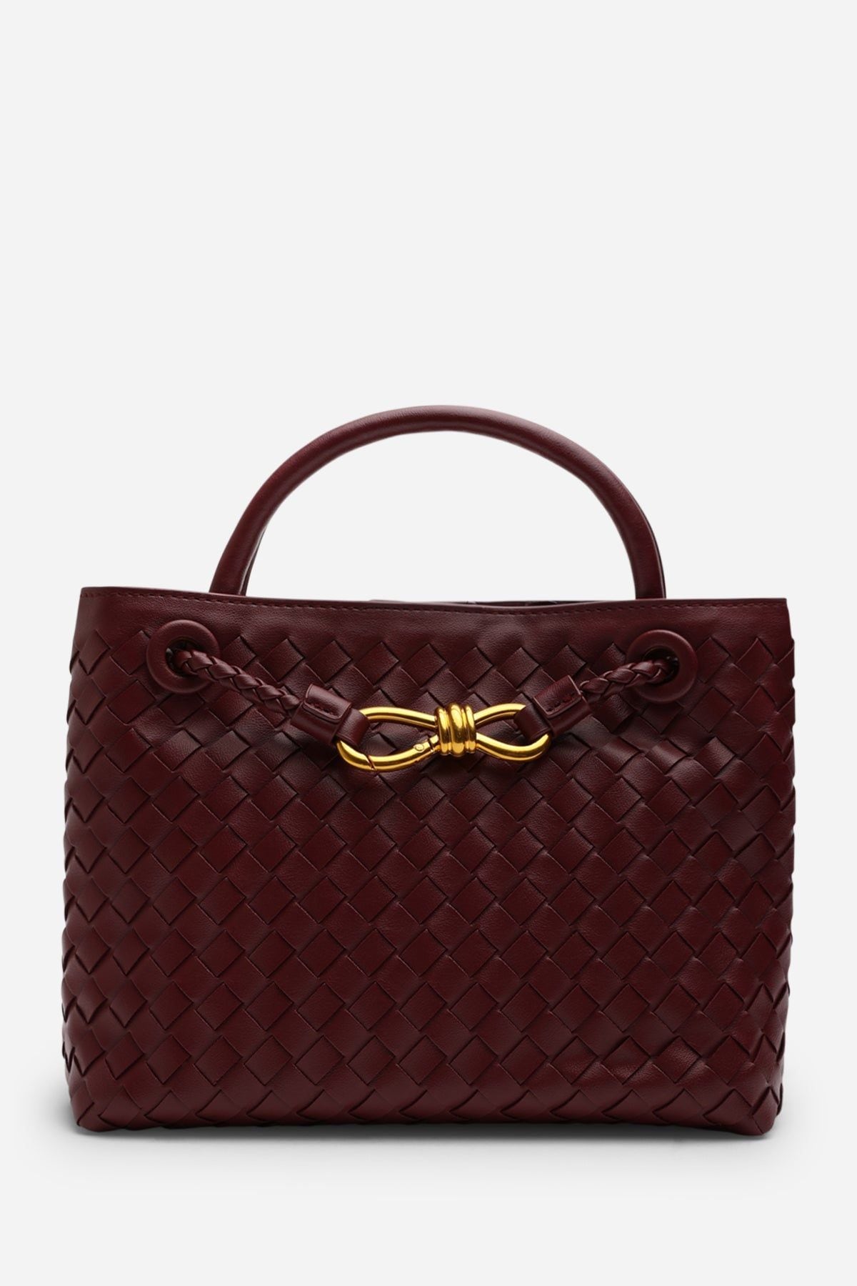 Where's That From 'Luna' Woven Leather Tote Bag With Gold Detail image 2