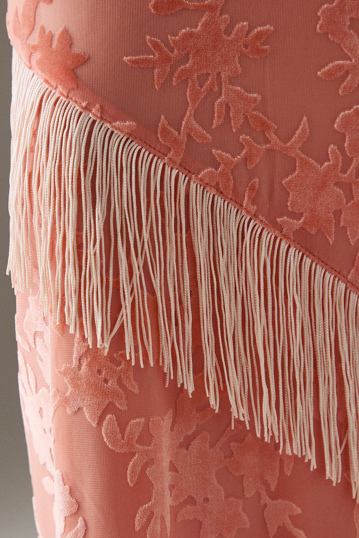 Warehouse Devore Fringe Detail Midi Skirt Pink image 5