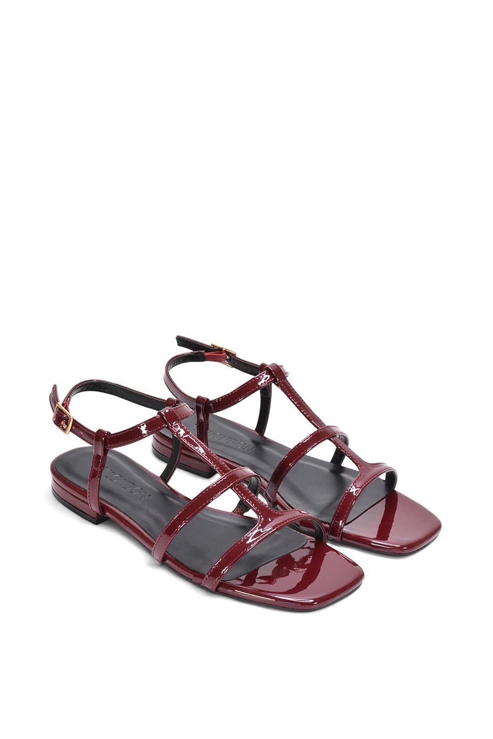 XY London 'Danielle' Flat Strappy Caged Square Toe Sandals With Buckle image 5