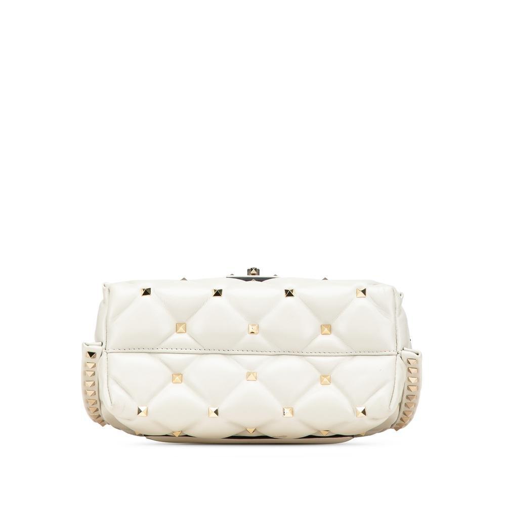 Valentino Preloved Roman Stud Shoulder Bag Quilted Leather Wo - White Satchel image 3