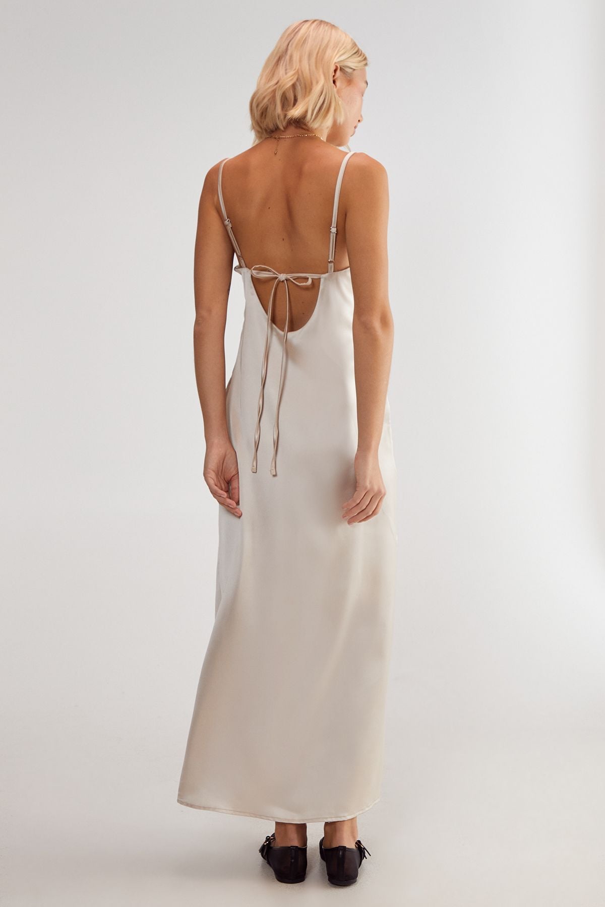 NastyGal Satin Square Neck Maxi Slip Dress Champagne image 4