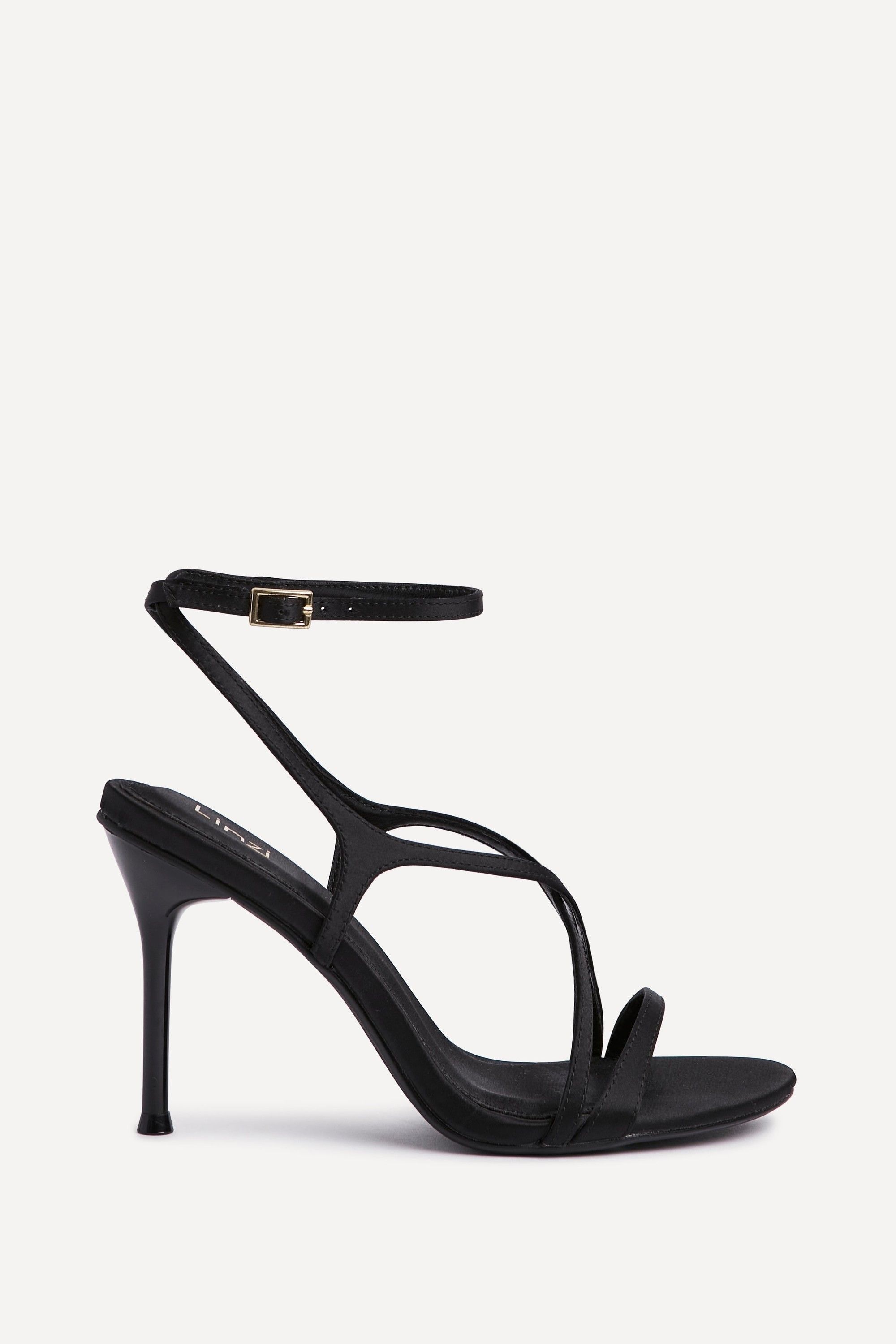 Linzi Taliya Black Satin Strappy Stiletto Heels image 1