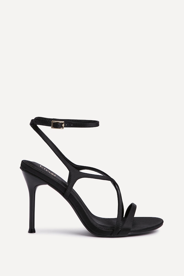 Linzi Taliya Black Satin Strappy Stiletto Heels