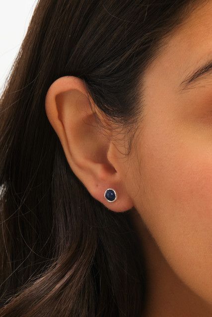 Simply Silver Sterling Silver 925 Polished Lapis Stud Earrings image 4