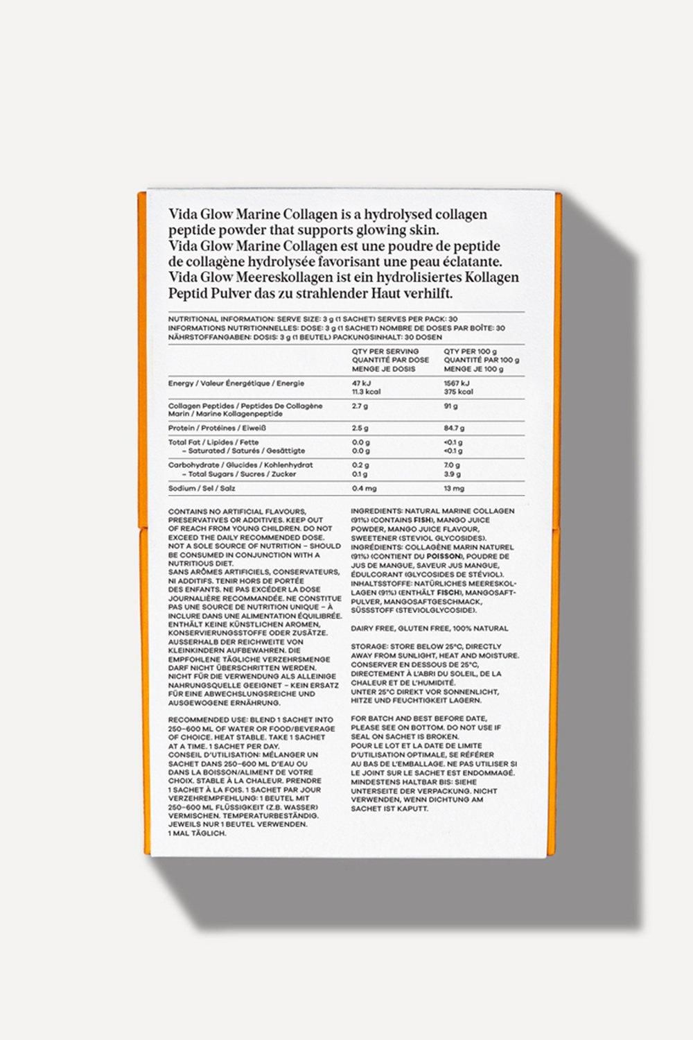 Vida Glow Natural Marine Collagen Sachets Mango Multi image 2