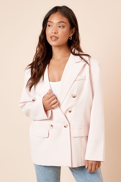 Dorothy Perkins Petite Oversized Double Breasted Blazer Blush