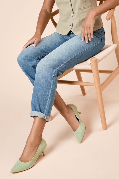 Dorothy Perkins Wide Fit Dove Kitten Heel Court Shoes Sage