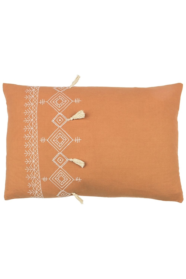 Furn Pritta Cotton Embroidered Tasselled Cushion