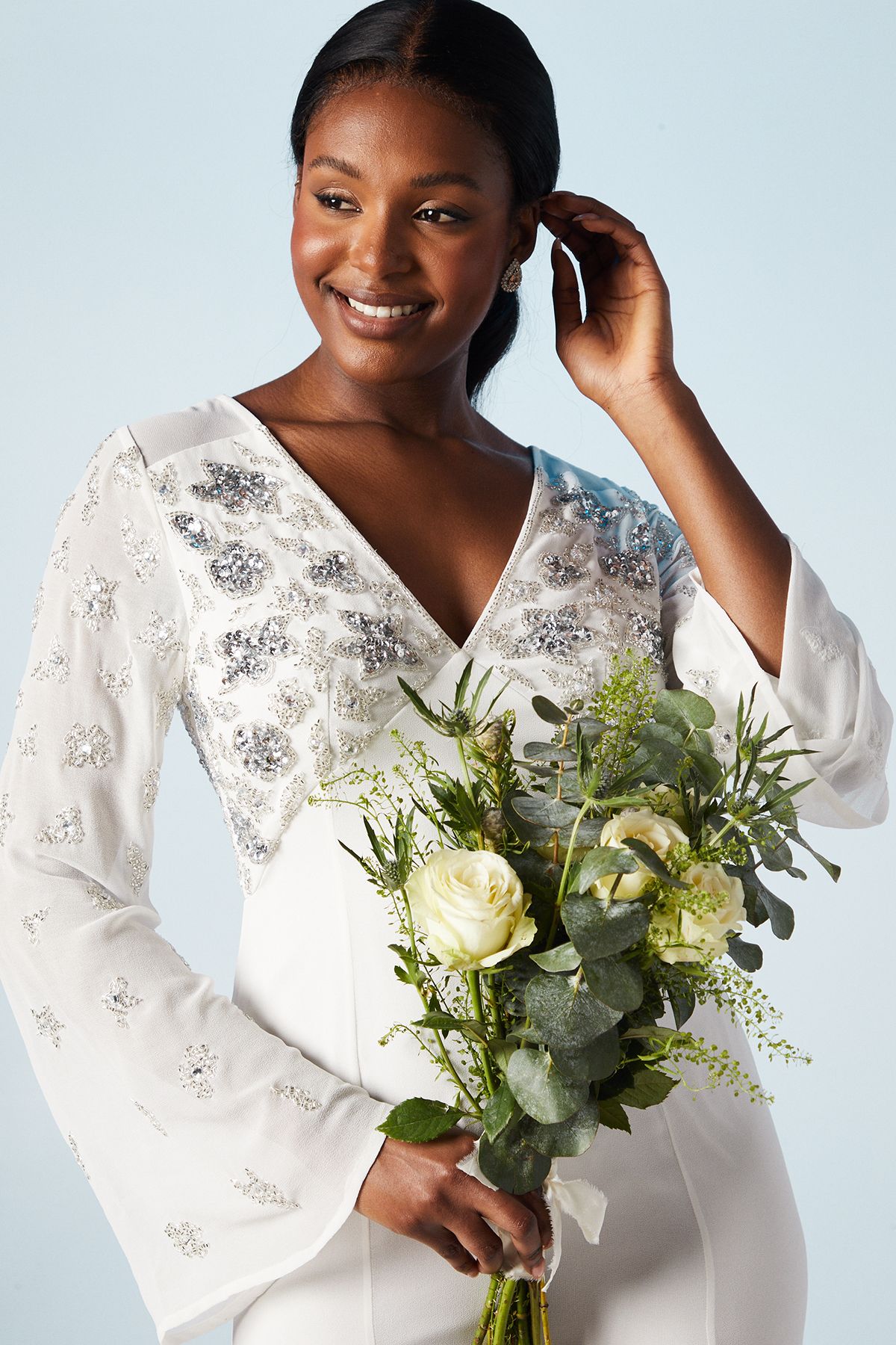 Coast Embellished Flare Sleeve Boho Wedding Dress Ivory image 4