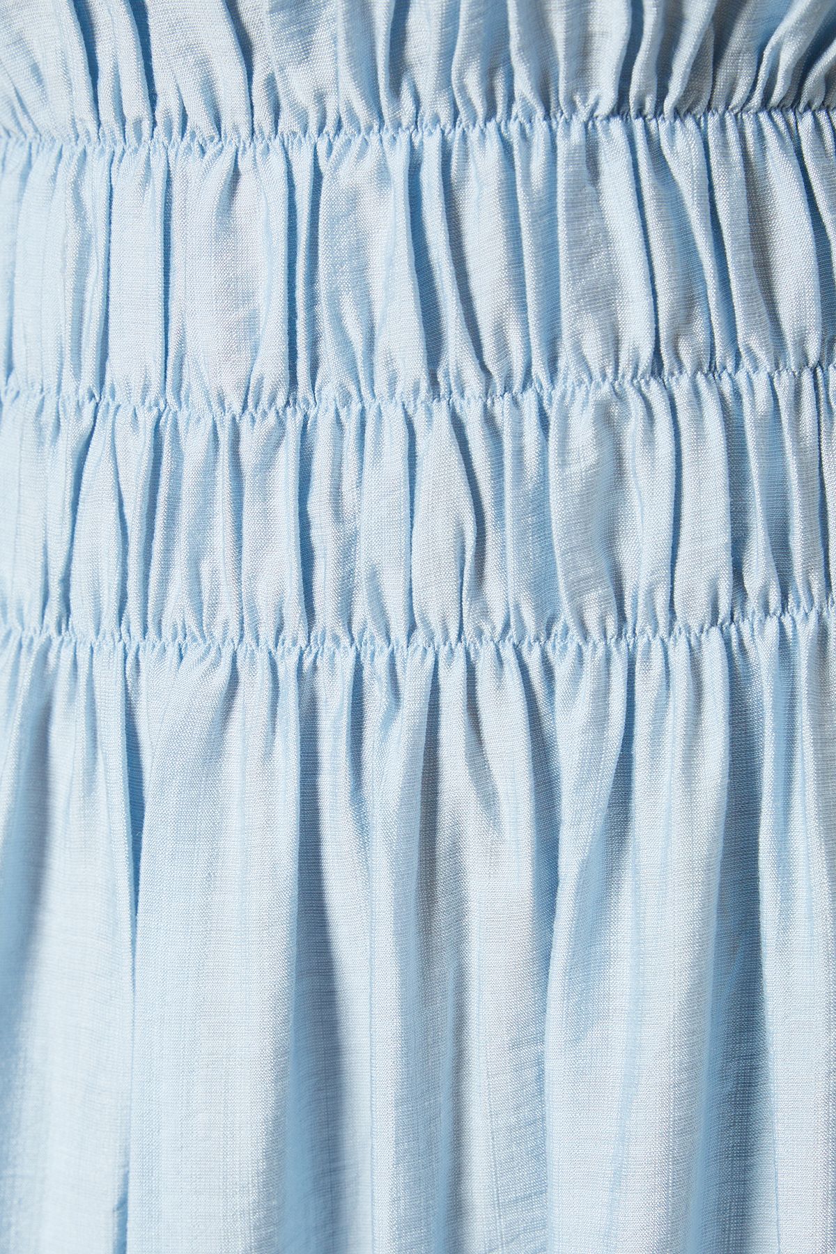 Oasis Shirred Bodice Puff Sleeve Midi Dress Blue image 5