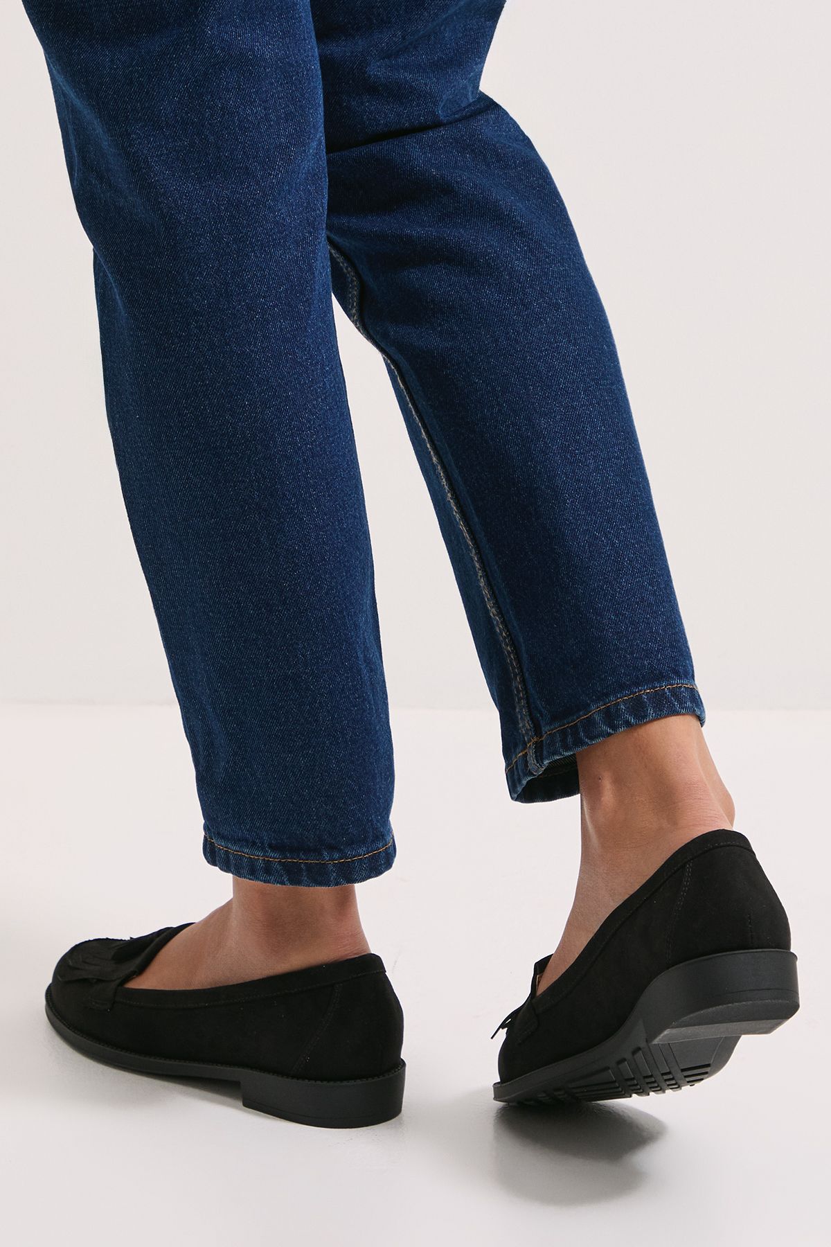 Dorothy Perkins Wide Fit Leigh Fringe Loafers Natural Black image 4