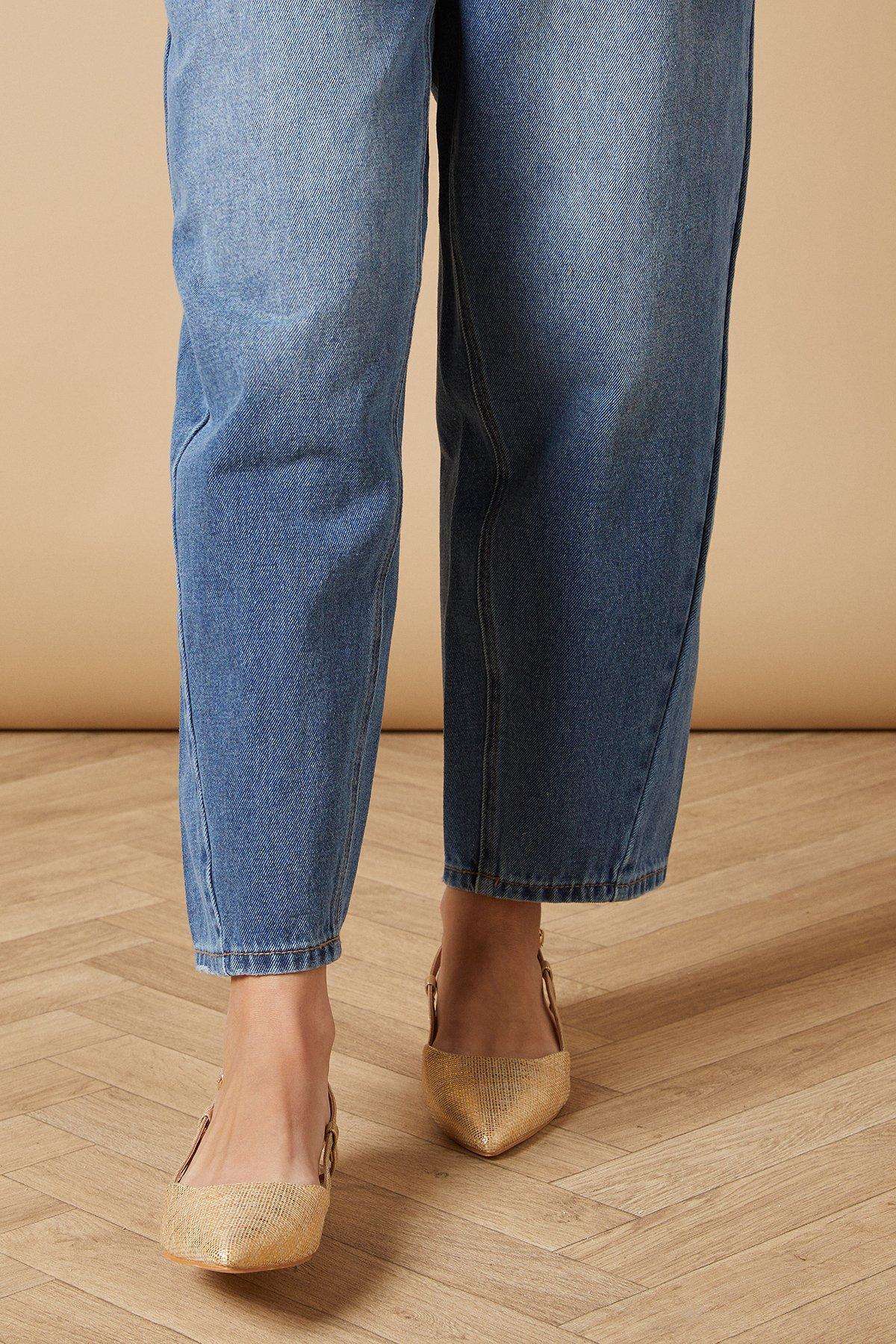 Oasis Isabeau Woven Slingback Low Block Heel Shoes Gold image 2