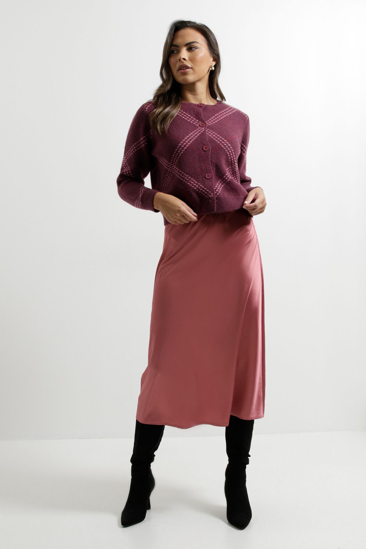 Dorothy Perkins Berry Argyle cardigan Cranberry image 2