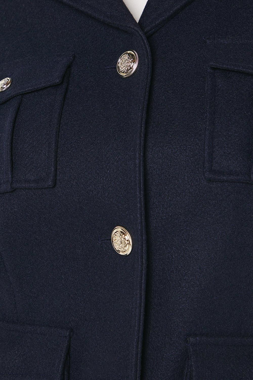 Dorothy Perkins Military Button Wool Short Jacket Navy image 5