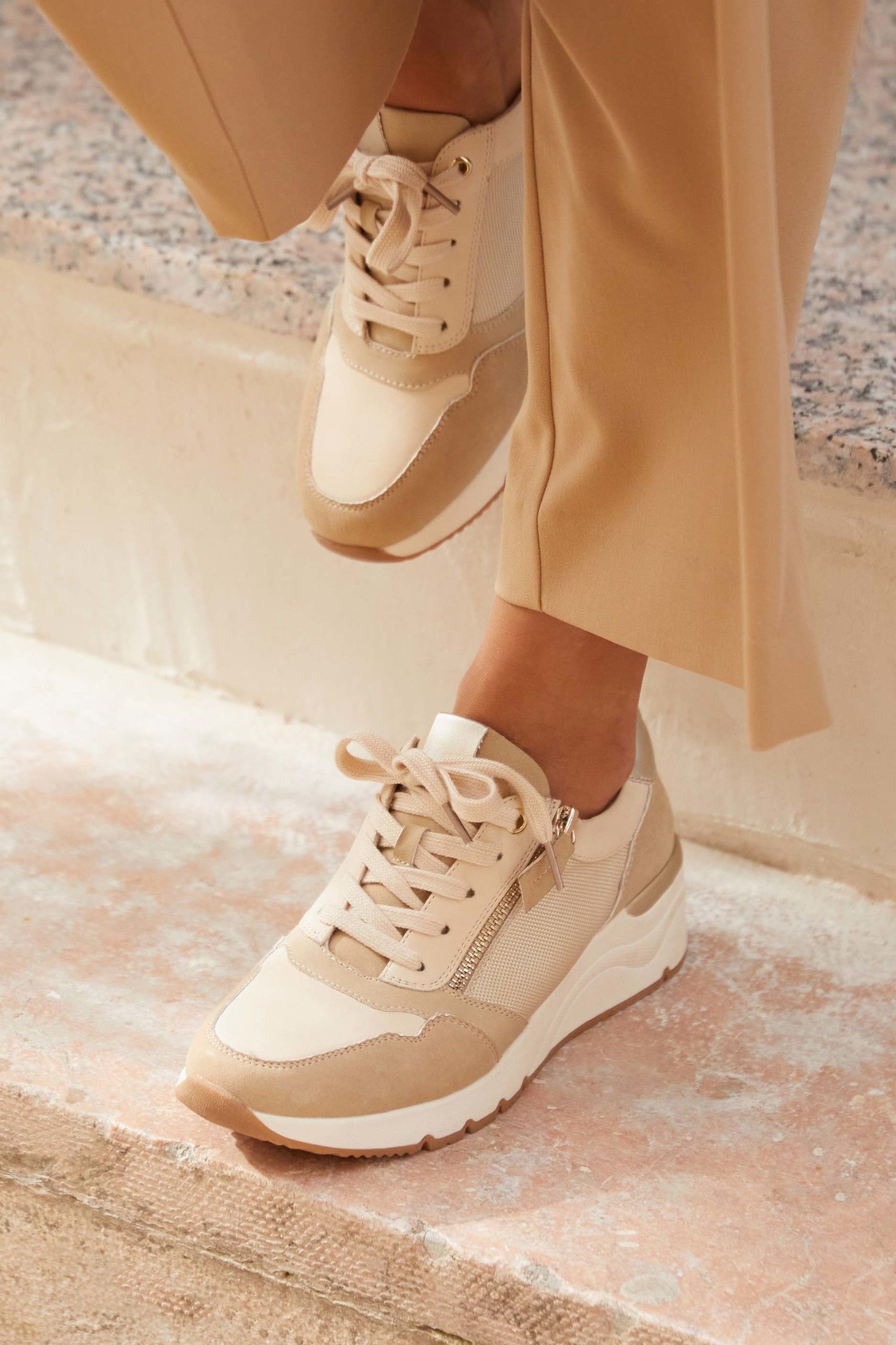 Linzi Luca Nude Wedge Trainer image 2