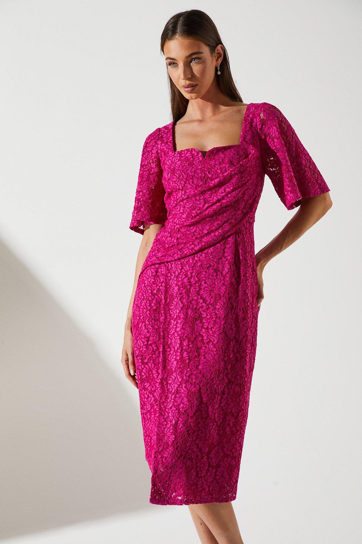 Coast Lace Wrap Wedding Guest Dress Berry image 2
