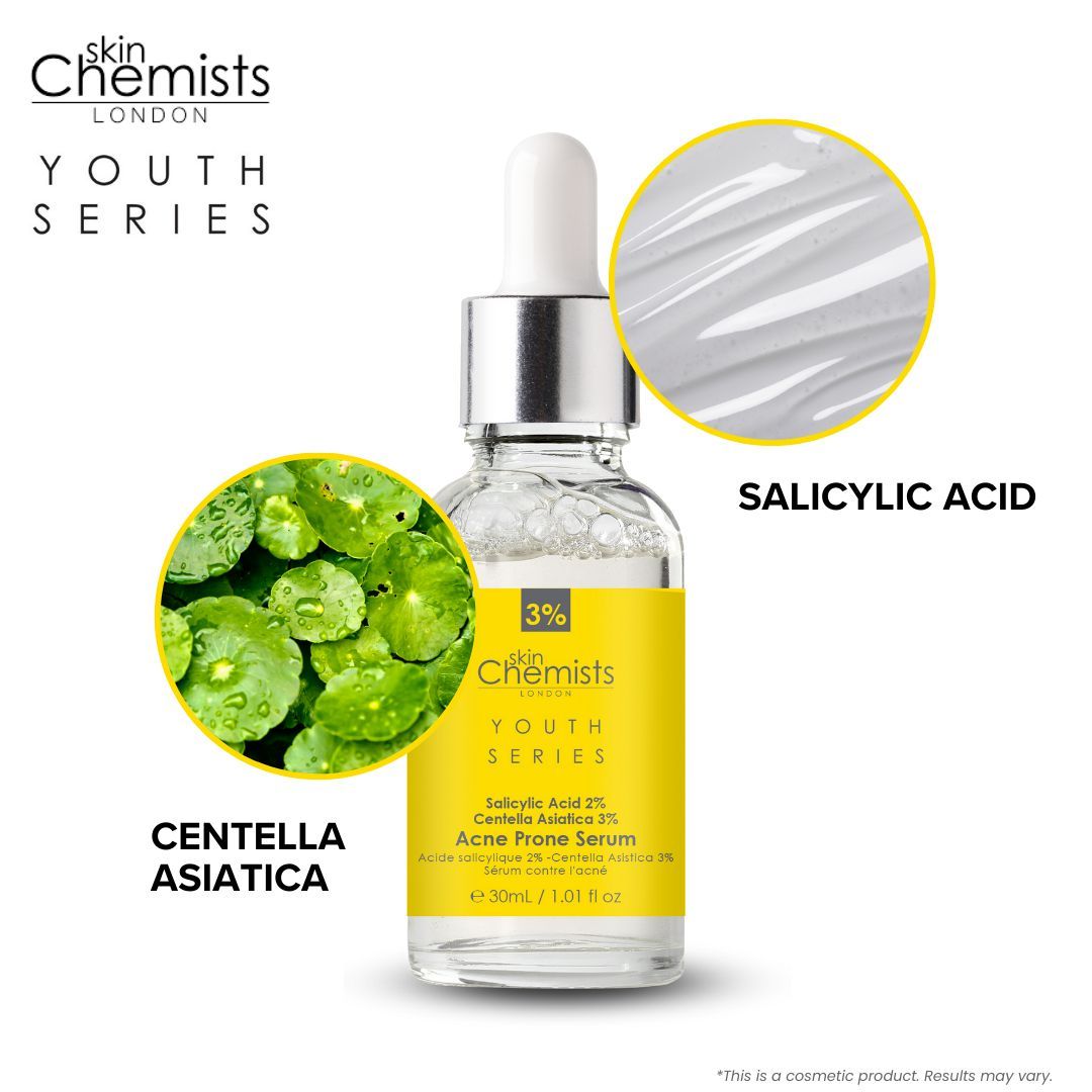 skinChemists Youth Series Acne Prone Serum Salicylic Acid 2%, Centella Asiatica 3% 30ml image 3