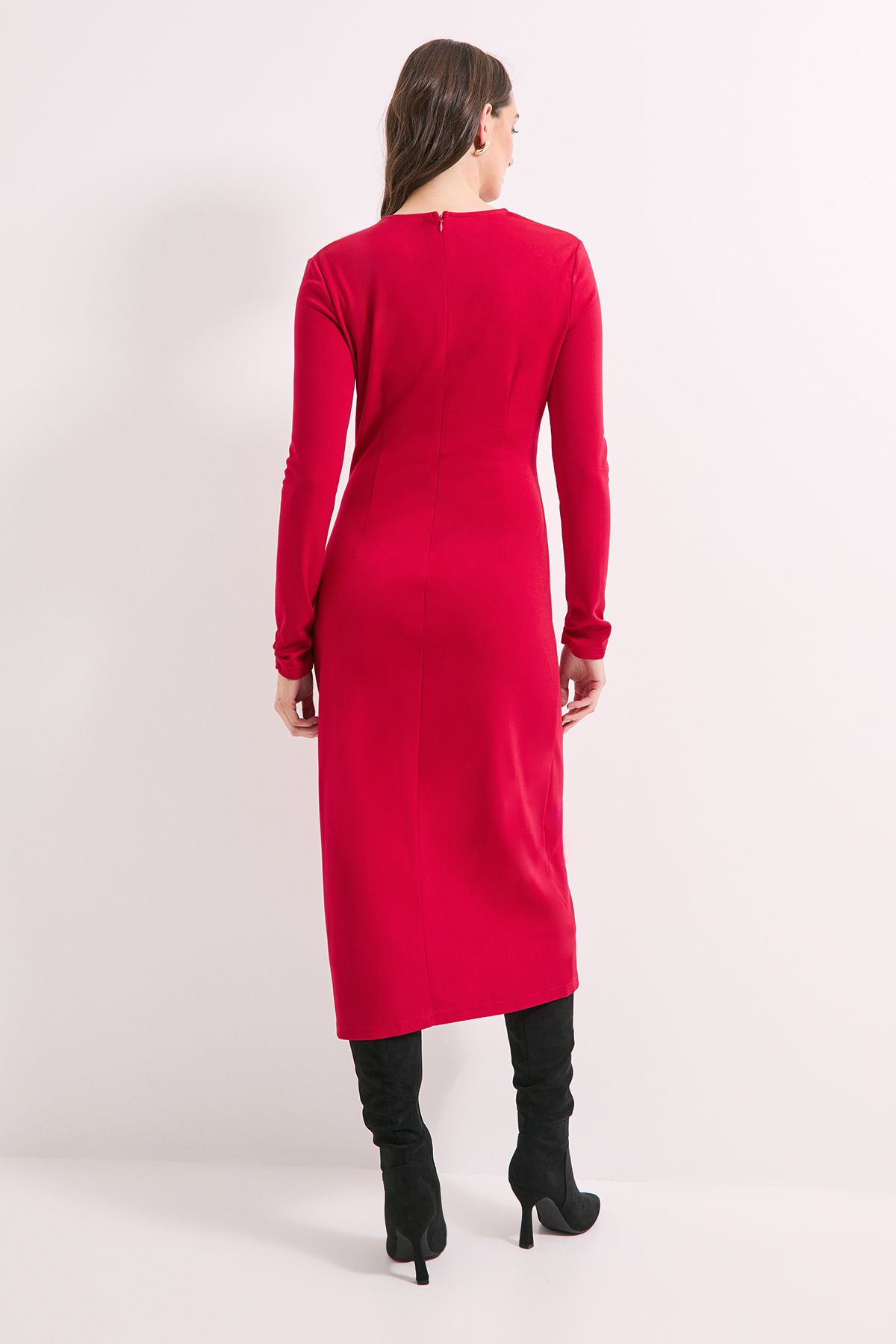 Principles Red Buckle Detail Ponte Midi Dress Red image 3