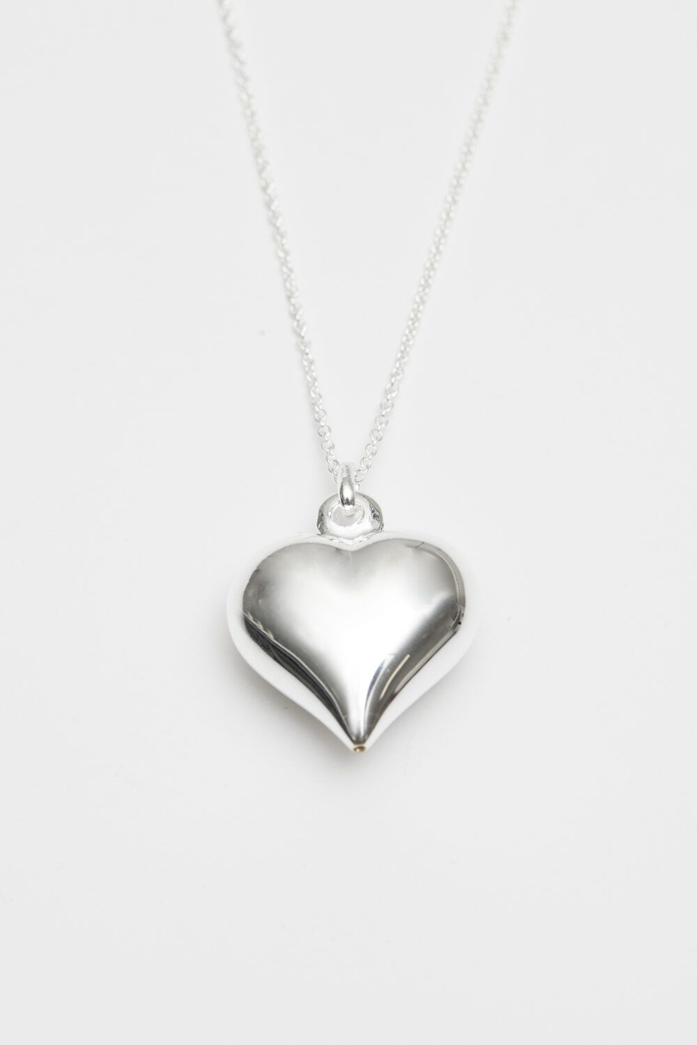 Simply Silver Sterling Silver 925 Polished Puff Heart Necklace
