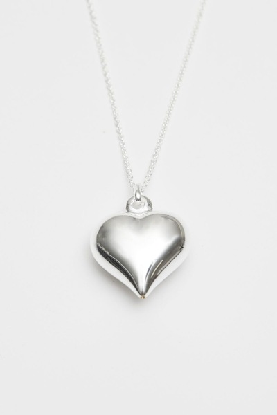 Simply Silver Sterling Silver 925 Polished Puff Heart Necklace